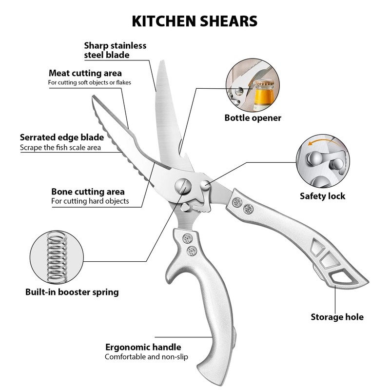 Heavy Duty Kitchen Scissors, Professional Poultry Shears for Chicken Bone
