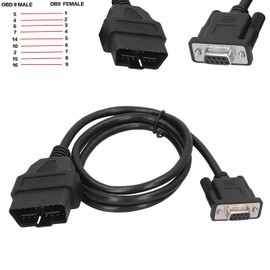 Cable de Diagnóstico del Conector Adaptador,16PIN OBD2 a RS232 DB9 CAR Interfaz de diagnóstico Adaptador Conector de cable de extensión