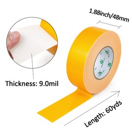 BOMEI PACK Yellow Duct Tape, Heavy Duty Strong Waterproof Industrial Color Duct Tape 9.0mil x 1.88inch x 60yds for Packing and Repairing