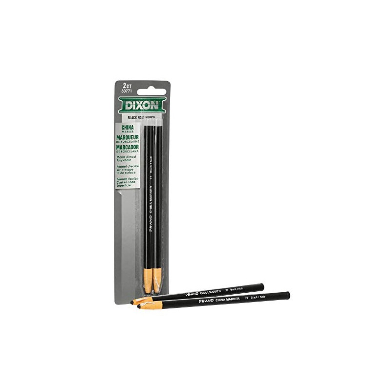 DIXON Industrial Phano Peel-Off China Markers Pencils, Black, 2-Pack (30771)