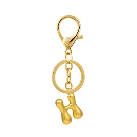 LUDKCCIR Bubble Letter Keychain for Women Chunky Initial Bag Charms Purse Handbags with 18 K Gold Plated Keyrings Accessories Gift H, Gold Alphabet H, 3.55"