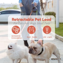 143 Correa Doble Correas retráctiles para Perros Correa para Caminar para Mascotas Correas para Perros Extensibles automáticas Cuerda de tracción Flexible para Perros y Gatos Agarre de Mano(Gary)