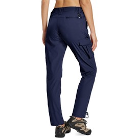 MOURCE Lightweight Hiking Pants Women - Water Resistant Quick Dry Cargo Pants for Women with Pockets, Navy
