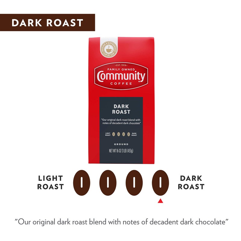 Community Coffee Dark Roast Ground Coffee, 16 oz Bag