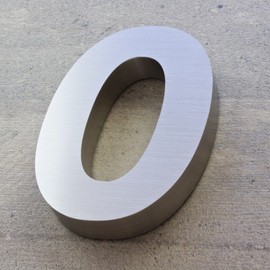 House numbers for outside - 3D 7inch House Number - Brushed Aluminium - Numeros Residenciales (Number 0)