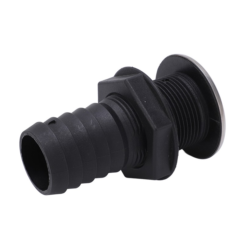 1 1/2in Through Hull Drain Straight Black with Stainless Steel