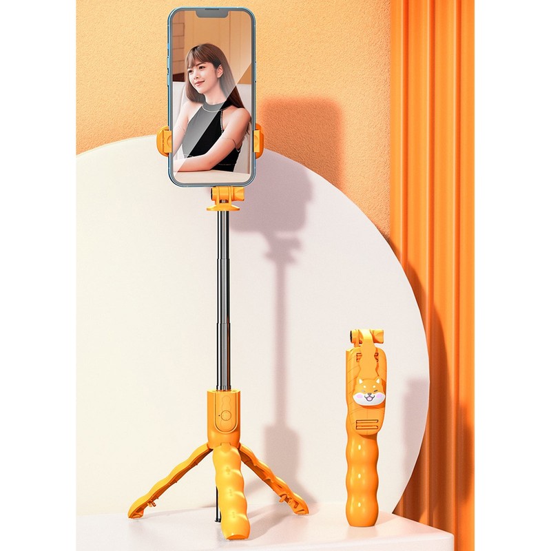 Cute Cartoon Puppy Selfie Stick Tripod 26.4 Inch Extendable Handheld