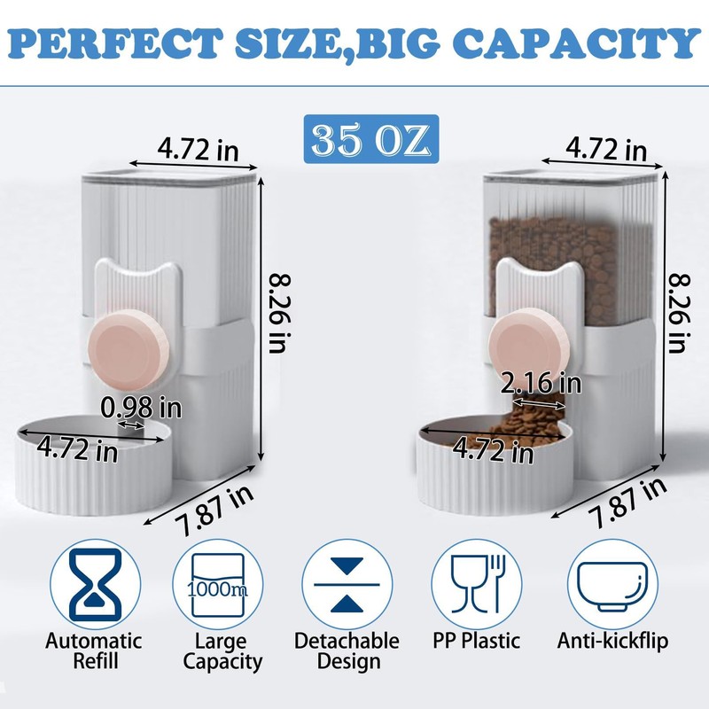 kathson Rabbit Gravity Auto Feeder Set 35oz Hanging Automatic Food