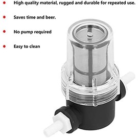 Fermtech Pre Screen Pre Filter Mini Mesh Strainer Inline beer filter 65 Micron Infuser - 3/8" Works with/Mini 2/ Jet/Super Colombo/Liquid and other filter systems Remove large particles