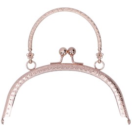 Metal Purse Frames, 16.5cm/6.5in Semicircle Metal Kiss Clasp Lock with Arch Handle Retro Embossed Framefor DIY Bag Handle Sewing Craft Purse Making(Gold)