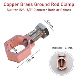 2 pcs Copper Brass Ground Rod Clamps for 1/2"- 5/8" Grounding Rod