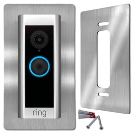 Ring Video Doorbell Pro 1/2 Faceplate, Wall Plate, Bracket, Stainless Steel, Sign, Frame, High Quality Design Includes Fixing Kit (Brushed)