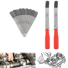 yourour A308 Offset Valve Tappet Gauge Set, 11-Blades Feeler Gauge/Feeler Blade with Two Handles (0.004" to 0.014")