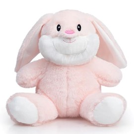 HollyHOME Bunny Stuffed Animal, Easter Bunny Plush Toys, Soft and Cuddly Stuffed Rabbit Easter Gift for Kids Baby Girls 10inch Pink