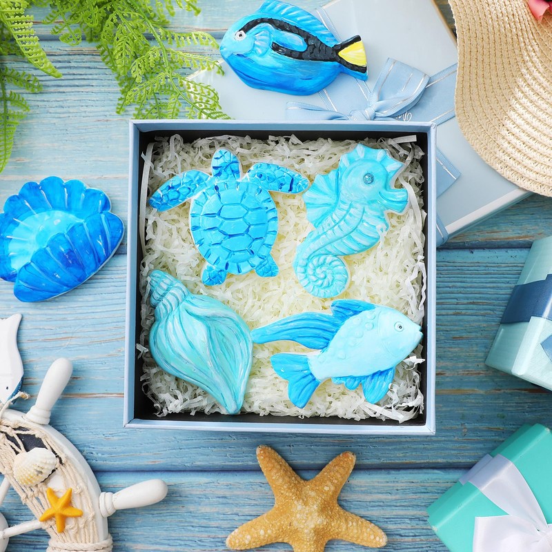 WinnerWhy 24 Pcs Summer Ocean DIY Painting Ceramic Kit Coastal