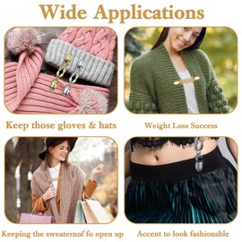 Nogeqi Pack of 5 Vintage Cardigan Clip Elegant Cardigan Clips Dresses Clip Pullover Clips RCA Clips Waist Clip Waist Clip Sinch Clip Shirt Clips Gold/Silver/Bronze