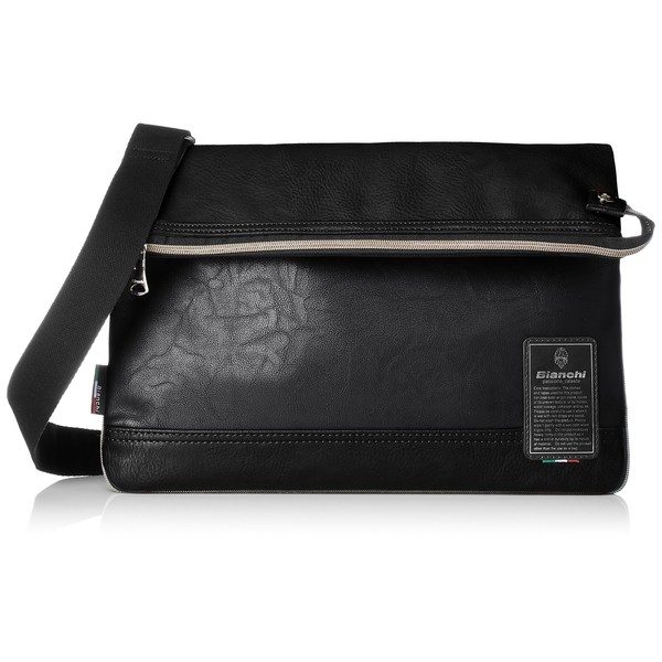 Bianchi Shoulder Bag, A4, 2-Way Clutch Bag, Crossbody Design, Stylish, Men's, Black