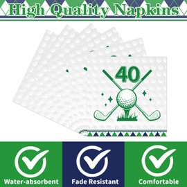 Yoyuspy Golf 40th Birthday Party Napkins Decorations, Disposable Paper Golf Napkins Supplies Pack of 50, Sports Birthday Party Decor Size 6.5 Inch