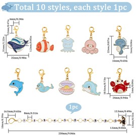 SUNNYCLUE 1 Box 11Pcs Sea Animals Knitting Tool Sets Summer Ocean Stitch Markers Knitting Crochet Stitch Marker Knitting Markers Numbers 0-9 Knitting Row Counter Chains for Knitting Weaving Sewing