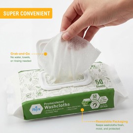 MED PRIDE 600 Count 8 X12 in Premoistened Disposable Wet Washcloths for Adults with Aloe & Lanolin Personal Cleansing Skincare Makeup Removal Travel
