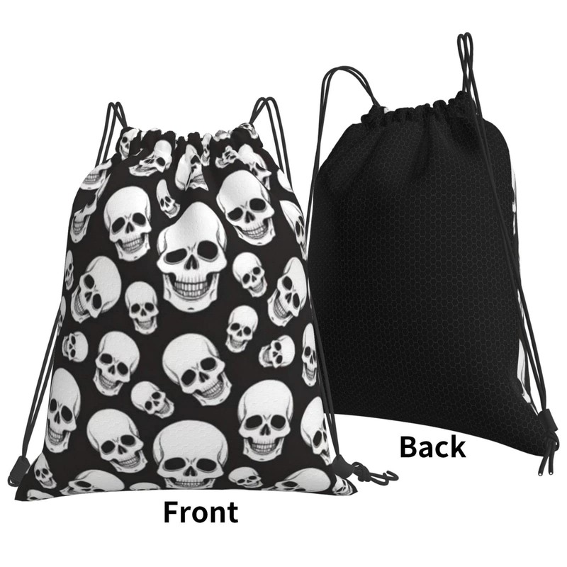 Richugui Cool Skull Drawstring Backpack Gym Bag for Women Men