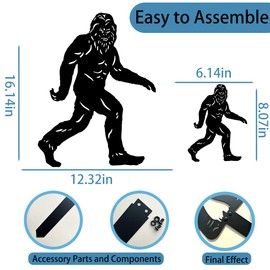 Metal Garden Decor Stakes,2Pc Metal Bigfoot Silhouette Ground Stakes Decor for Garden,Yard,Pot,Landscape,Sidewalk Cute Garden Stakes