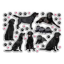 A5 Sticker Sheet Black Labrador Vinyl Stickers - Dogs Puppy Animals Scrapbooking Travel Decoration Label Friend Girls Boys Aesthetic #80802