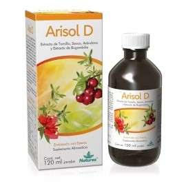 Arisol D Jarabe con Extracto de Tomillo y Arándano 120 ml – Naturex, Sabor Limón y Menta