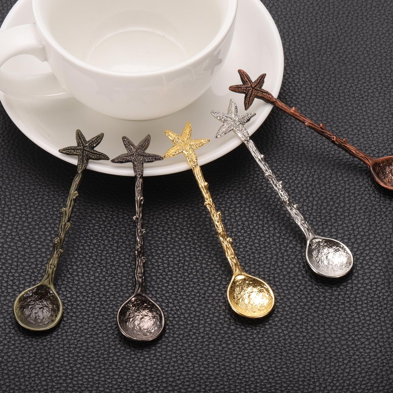 sourcing map 8pcs Star Shaped Spoons, 4.3 Inch Coffee Spoon,
