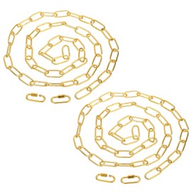 PATIKIL 6ft Lighting Hanging Chain, 2pcs Metal Looping Chain with Quick Link Screw Lock Connectors for Plant Pot Chandelier Pendant Light Fixture, Gold Tone