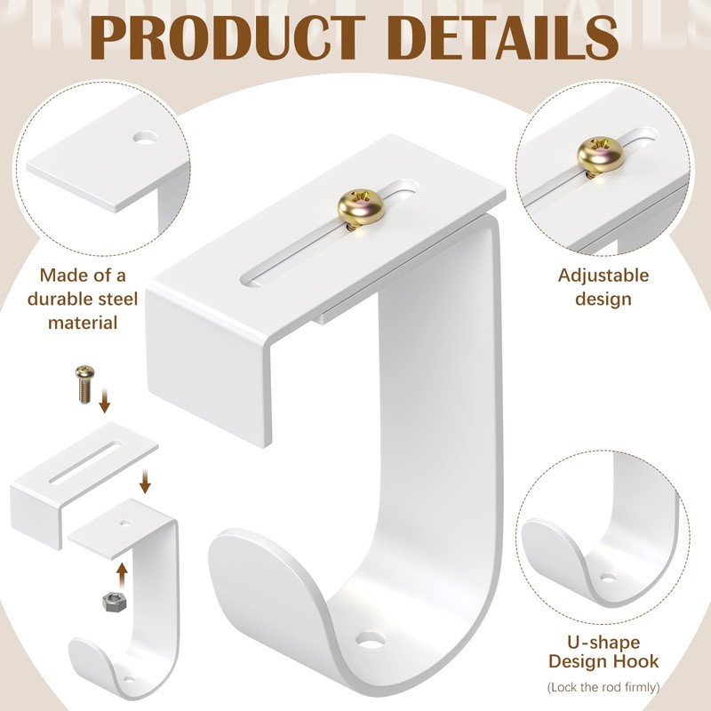 Hicarer 2 Pcs Closet Rod Support for Wire Shelf Adjustable
