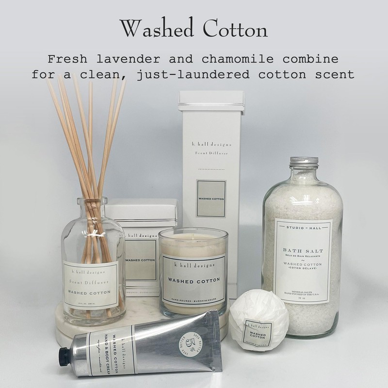 K. Hall Designs Washed Cotton Boxed Diffuser Kit, Refreshing Clean