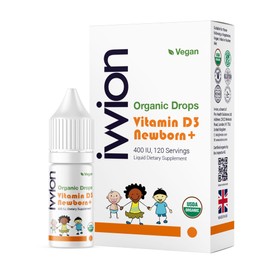 ivvion Organic Vegan 400IU, Vitamin D3, 120 Drops – Baby Drop for Infants & Toddlers | USDA Organic, Non-GMO, Plant-Based, No Additives or Preservatives, All Natural, Made in UK