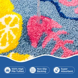 Mocsicka Sardine Bath Mat – Cute Funny Non-Slip Waterproof Blue Fish Rug, Cartoon Lemon Sardine Can Bathroom Decor, Washable (Blue, 20x32inch)