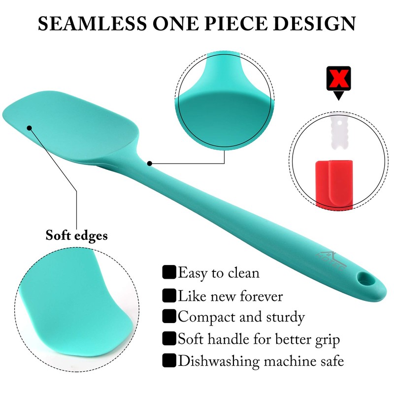 HOTEC 600℉ Heat Resistant BPA-Free Silicone Rubber Spatula Set,Kitchen Cooking