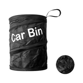 Jagowa Collapsible Car Bin,Portable and Waterproof Trash Can for Vehicles, Multifunctional Hanging Rubbish Bin with Garbage Bag - Black.