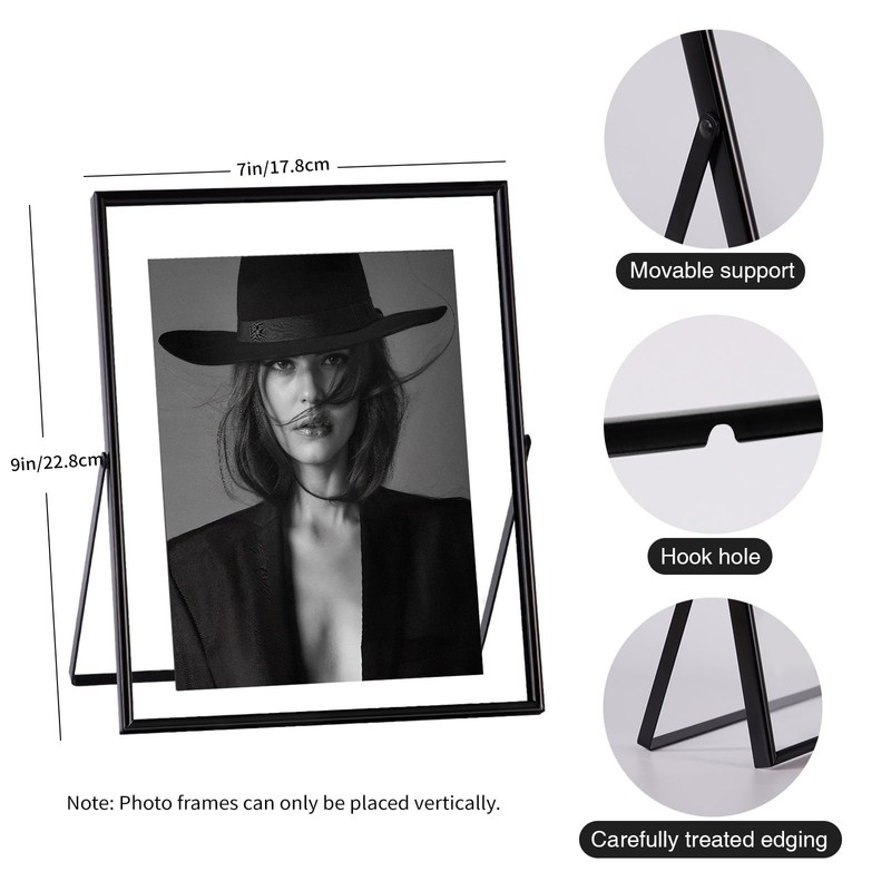 IZIDDO 5x7 Black Floating Frame, 7"x9" Metal Frame For Picture