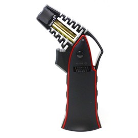 Scorch Torch CNC Machined 6.75" Tall Handheld Aluminum Flame Adjustable Butane Refillable Torch In Gift Box (Black #2)