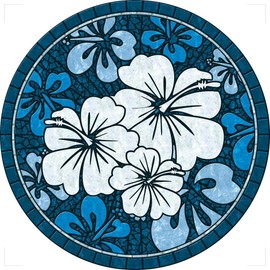 Skip's Garage Blue Hawaiian Hibiscus Poolmat - 29" - Vinyl - Works in Most Pools - Easy to Install and Remove - No Adhesives