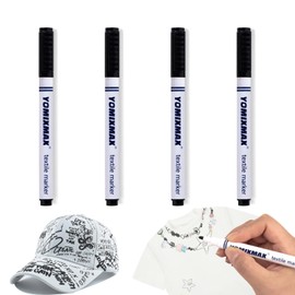 Nurila 4 Stück Schwarz Textilstifte Waschmaschinenfest, Stoffmalstifte Waschfest, Textilmarker Ölbeständig, Stoffstifte Waschmaschinenfest für T-Shirts, Hut, Segeltuchschuhe, Einkaufstasche