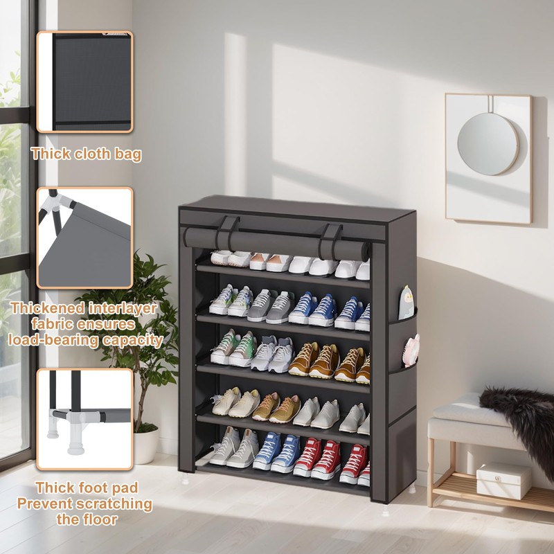 Laiensia 5-Tier Vertical Shoe Rack Organizer, Space Saving Shoe Storage