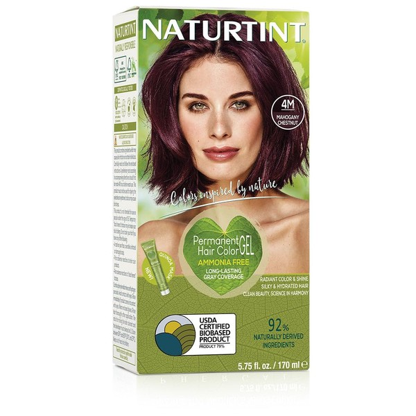 Naturtint Permanent Hair Color 4M Mahogany Chestnut (Pack of 1), Ammonia Free, Vegan, Cruelty Free, up to 100% Gray Coverage, Long Lasting Results