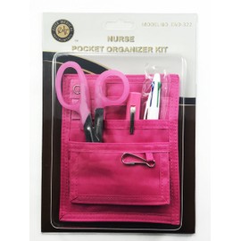 EMI Nurse Pocket Organizer 4 Piece Kit - Pocket Organizer, Lister Scissors, LED Penlight, and Chart Pen (Pink)