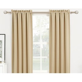 KAMANINA 2 Pack Curtain Rod 32 to 58 Inches (2.6-4.8ft), Champagne Gold Curtain Rods for Windows, 7/8 Inch Single Drapery Rods with Crackle Glass Finials