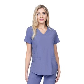 Womens Scrub Set Mock Wrap & Jogger Pants 7 Pocket 4-Way Stretch for Nurse Dentist Elements Select ES2956 (Ceil, X-Large)