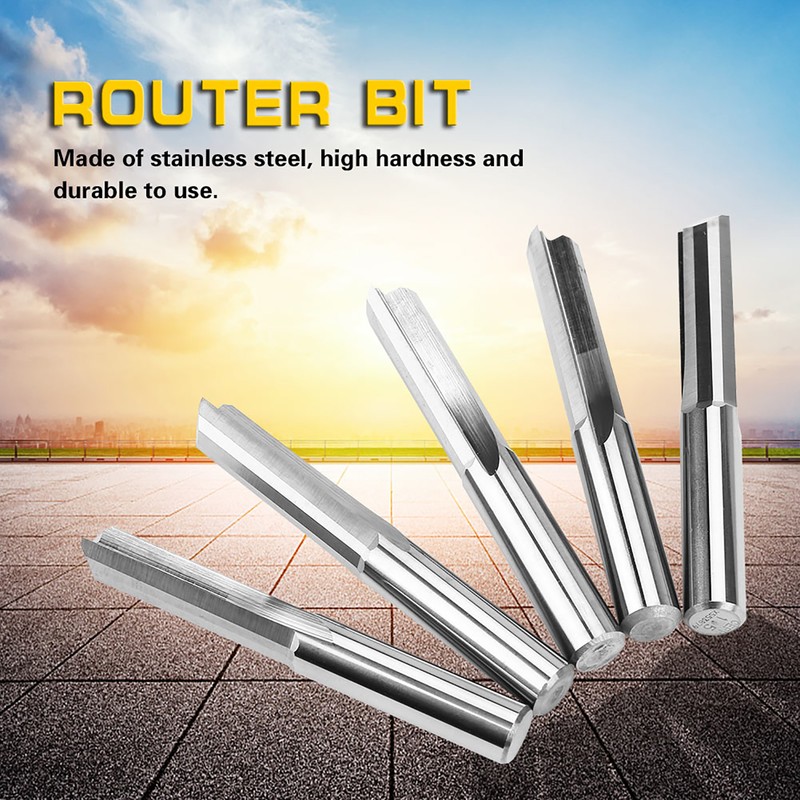 5PCS 6x22mm Router Cutting Bit Double Flute Straight Slot CNC