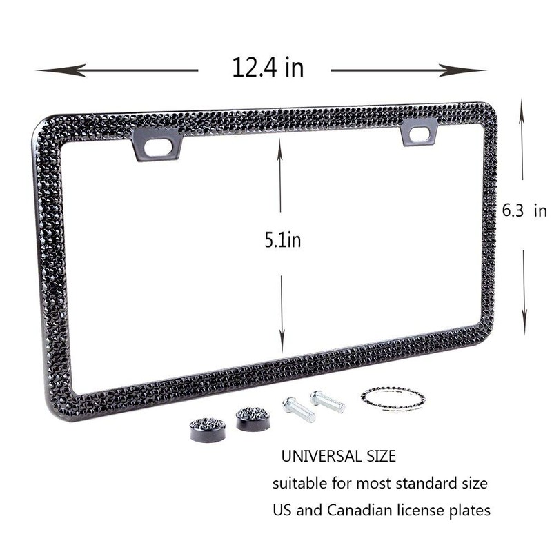 Bling Rhinestone License Plate Frame,Luxury Diamond Inlaid Thin Border Car