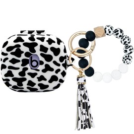 PowerDriver Case Compatible with Beats Powerbeats Pro2(2025),Shockproof Silicone Cover with Bracelet Lanyard and Keychain, Cute Skin Wireless Earbuds Case for Beats Powerbeats Pro 2 (Cow)