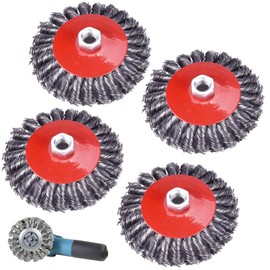 Pack of 4 Wire Brush Angle Grinder, M14 125 mm Wire Brushes for Angle Grinder, Angle Grinder, Disc Brush, Cup Brush, Angle Grinder, Wire Brush Set for Polishing, Descaling and Deburring (4)