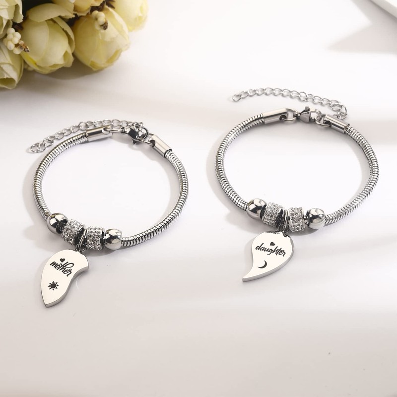 Yonhon Mother Daughter Bracelet Set for 2, Mom Daughter Matching
